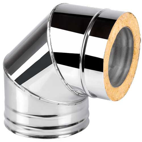 Колено для дымохода сэндвич 90х200х115 Нержавейка (Нз 0.50 + Нм 0.80)