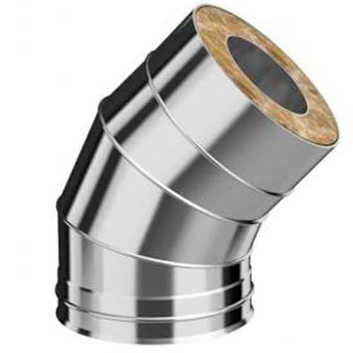 Колено для дымохода сэндвич 135х230х150 Нержавейка (Нз 0.50 + Нм 0.80)